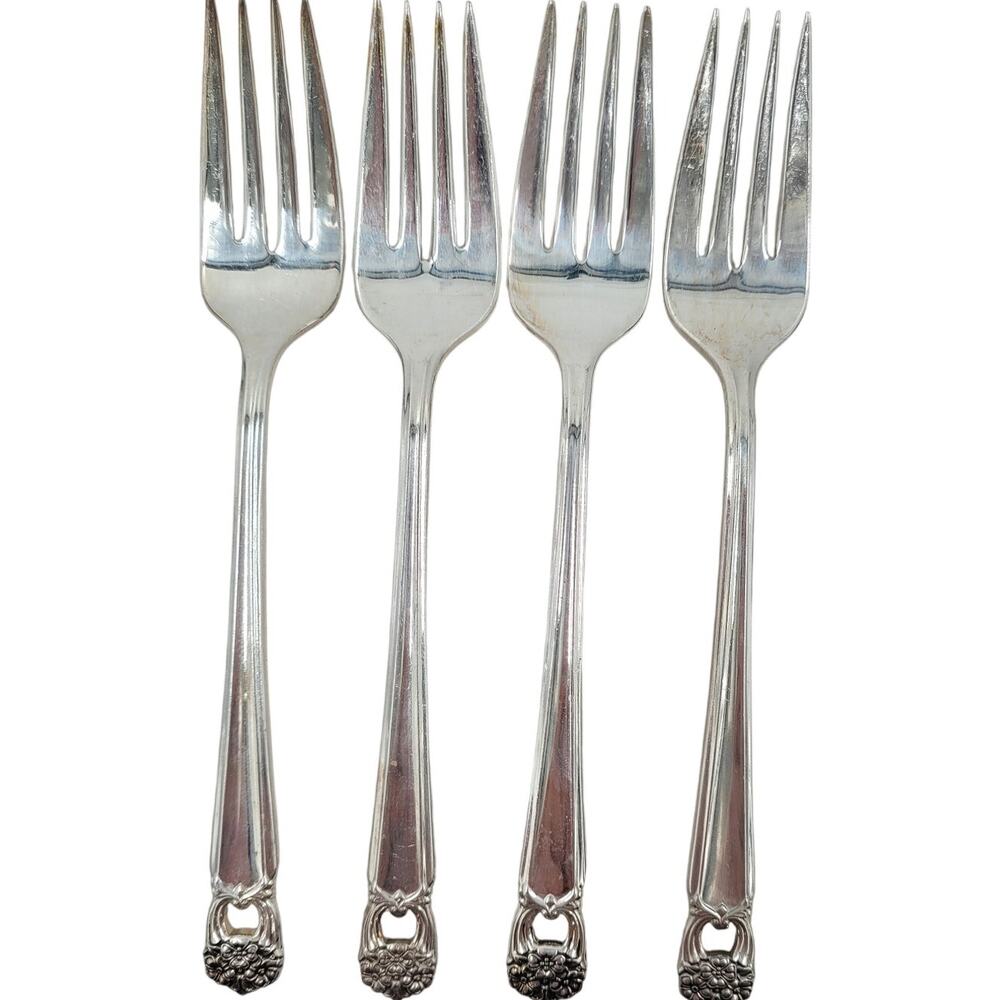 Rogers Brothers Silver Plate Eternally‎ Yours Coquette 4 Salad Forks